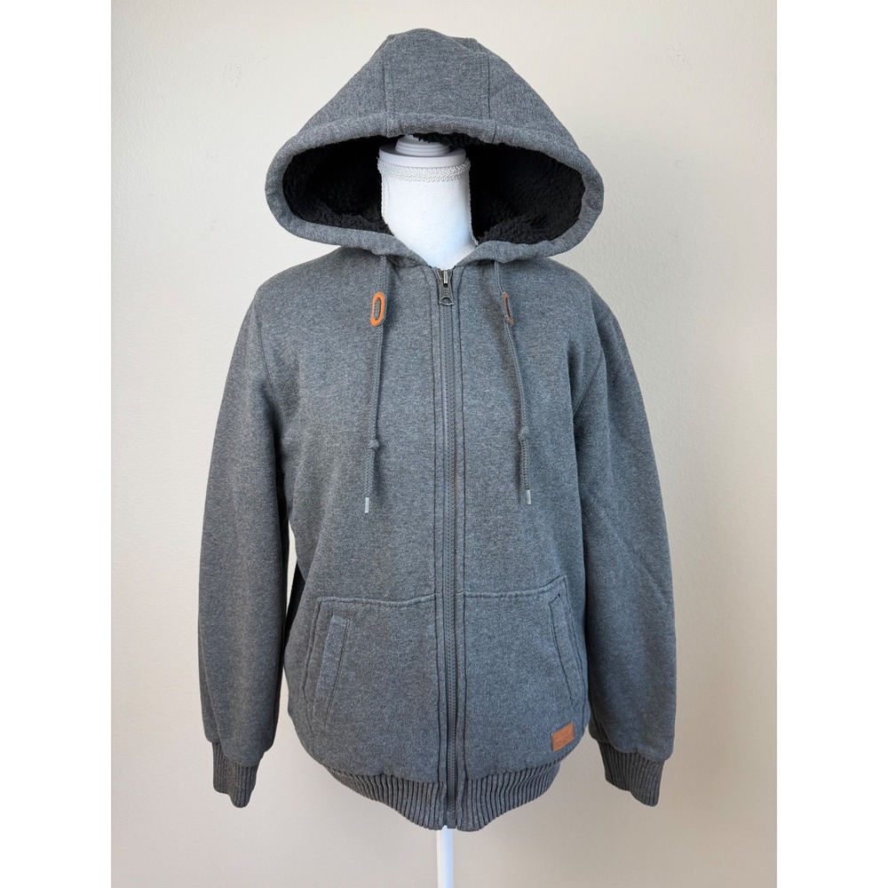 Buffalo David Bitton Mens Sherpa Lined Hoodie Jacket S Gray Full Zip Fleece Coat